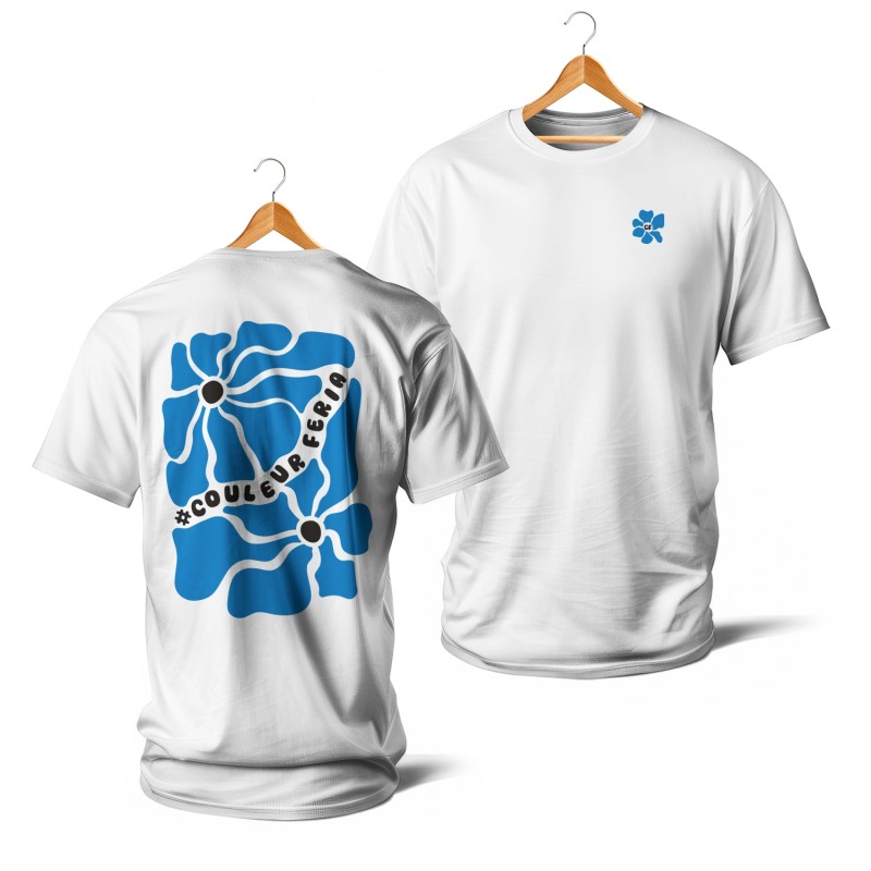 T-shirts - Couleur Féria, fleur double (bleu)