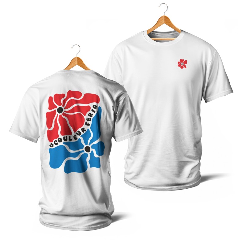 T-shirts - Couleur Féria, fleur double (rouge et bleu)