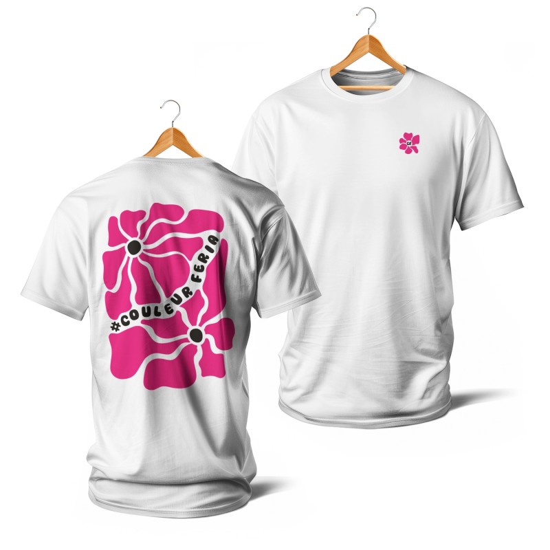 T-shirts - Couleur Féria, fleur double (rose)