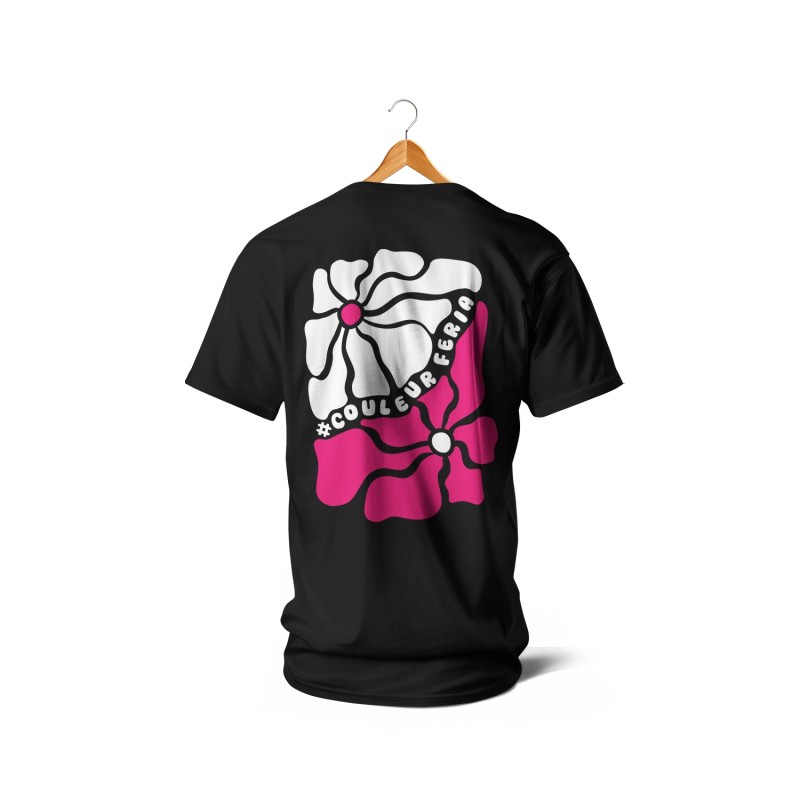 T-shirts - Couleur Féria, fleur double (rose et blanc)