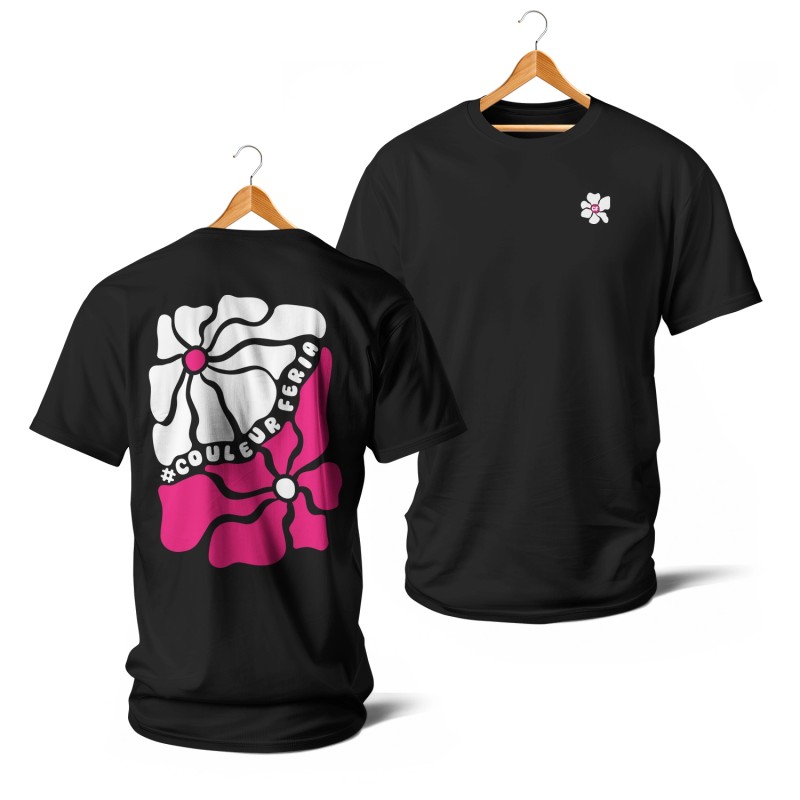 T-shirts - Couleur Féria, fleur double (rose et blanc)
