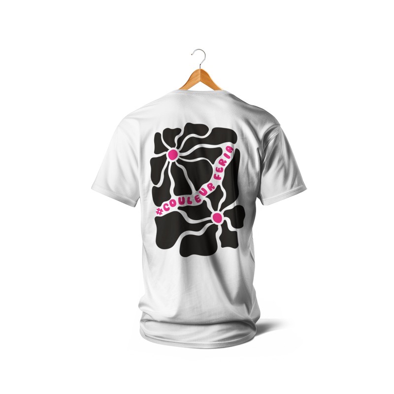T-shirts - Couleur Féria, fleur double (noir et rose)