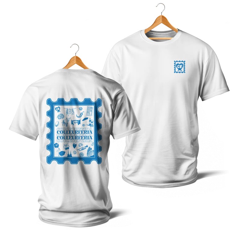 T-shirts - Couleur Féria, timbre enveloppe (bleu)