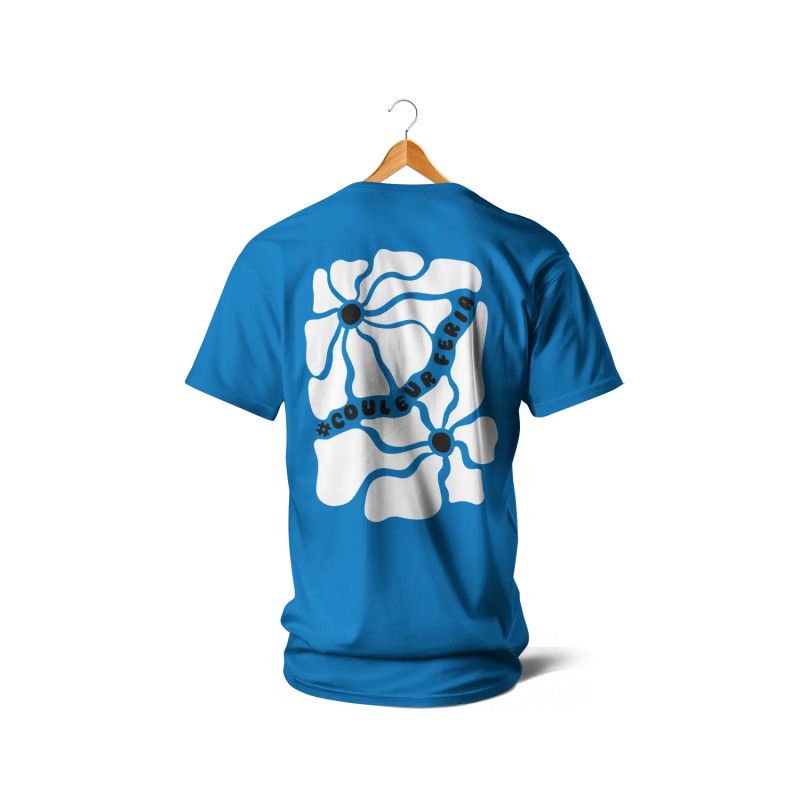T-shirts - Couleur Féria, fleur double (bleu & blanc)