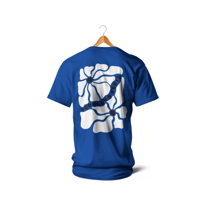 T-shirts - Couleur Féria, fleur double (bleu & blanc)