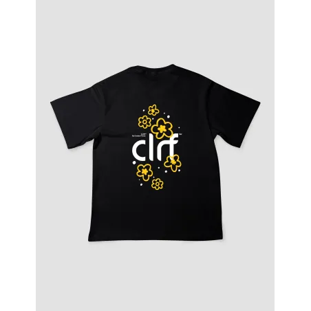 FLOWER POWER JAUNE T-SHIRT NOIR