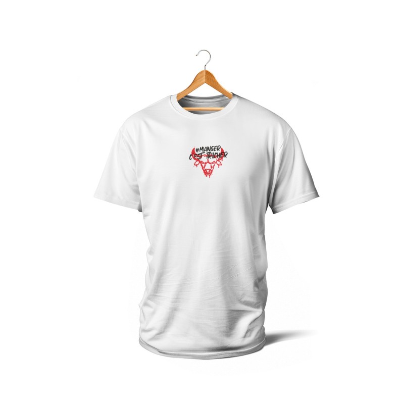 T-SHIRT BLANC - Panneaux manger c est tricher (rouge)