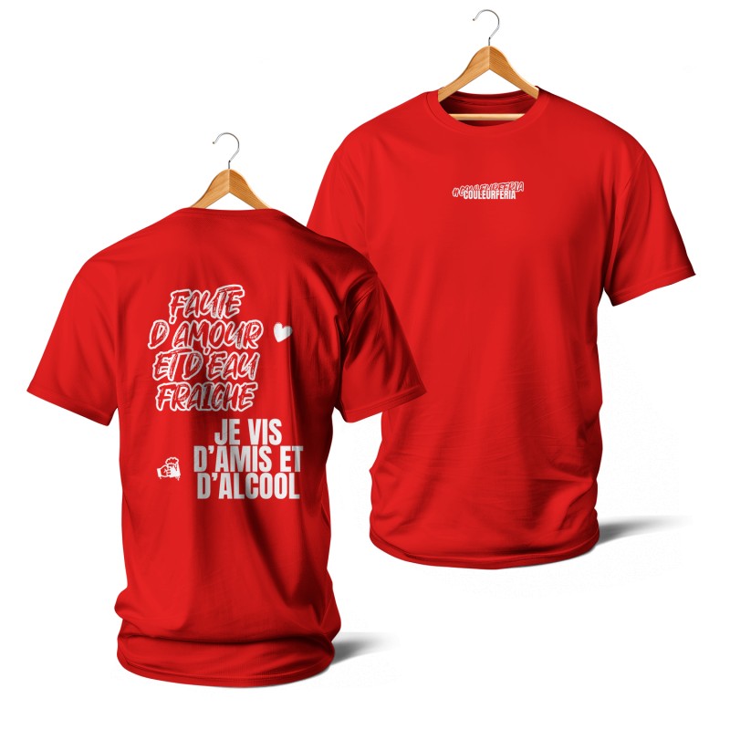 T-shirts Faute d’amour et d’eau fraîche (blanc et rouge)