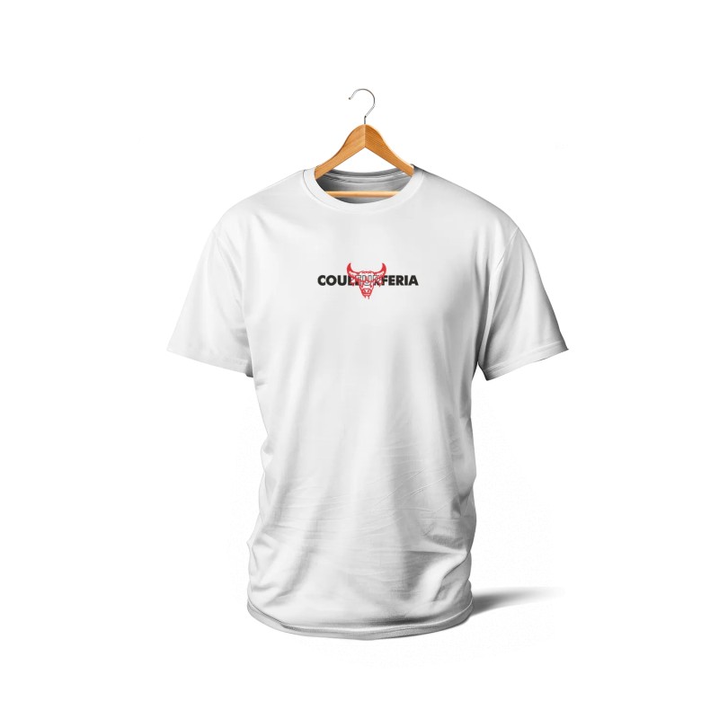 T-SHIRT BLANC - Feria + Taureau spray (rouge)