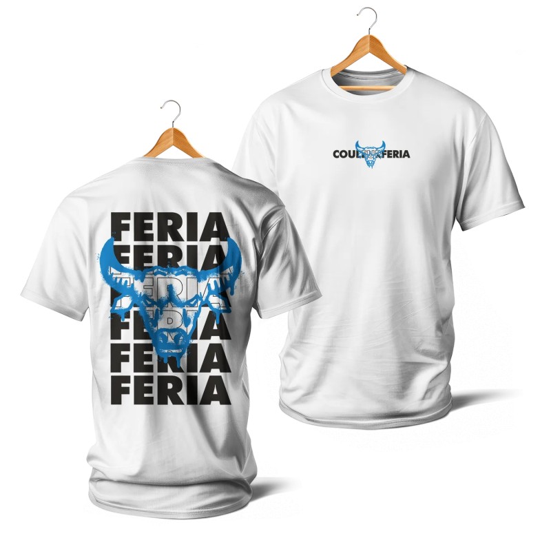 T-SHIRT BLANC - Feria Taureau spray (bleu)