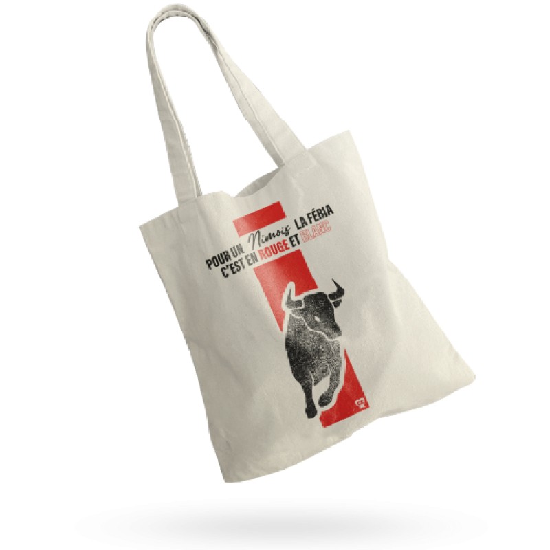 Tote Bag Feria de Nimes- Pour un Nimoisla féria c'est en rouge et blanc