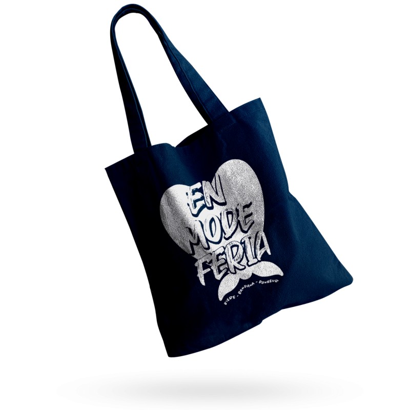 Tote Bag - En mode Féria (bleu marine et blanc)